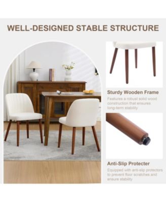 Wooden Dining Chairs Set of 2,Upholstered Kitchen Dining Room Chairs with Padded Seat and Wood Legs,Modern Fabric Side Dinner