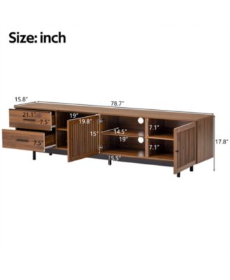 78 inch Modern Cabinet TV Stand with Deep Drawers & Cable Management, Soft-Closing Hinges