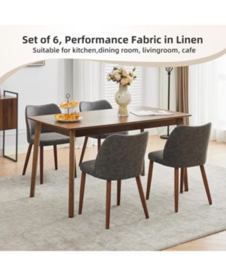 Leather Dining Chairs Set  Upholstered Wingback Chairs with Wood Legs