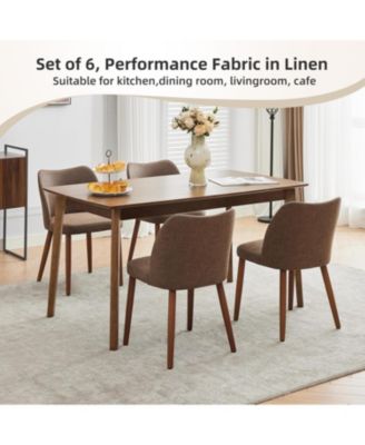 Leather Dining Chairs Set Upholstered Wingback Chairs with Wood Legs