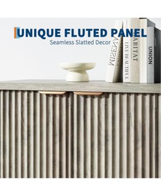 Fluted Buffet Sideboard Cabinet with Storage,2/4 Doors & Adjustable Shelf,Handle,Spacious Tabletop,Modern Wood Coffee Bar Console Table