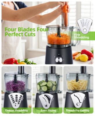 10 Cup Food Processor with Salad Spinner Basket 2 Speeds Pulse Control and 4 Cutting Discs - Black