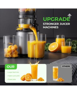 3 in 1 Cold Press Juicer with 5.12 in Wide Feed Chute 2L Capacity Quiet Motor and Easy Clean Design