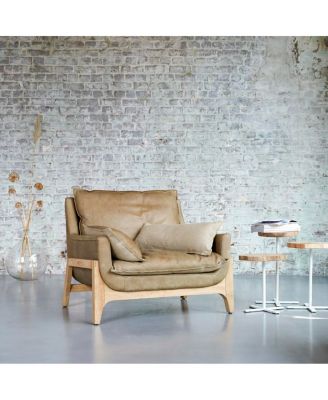 Woodnest armchair in solid oak and linen fabric, 1 seat