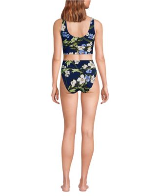 Women's Tugless Midkini Top and High Waisted Bottom Swimsuit Set