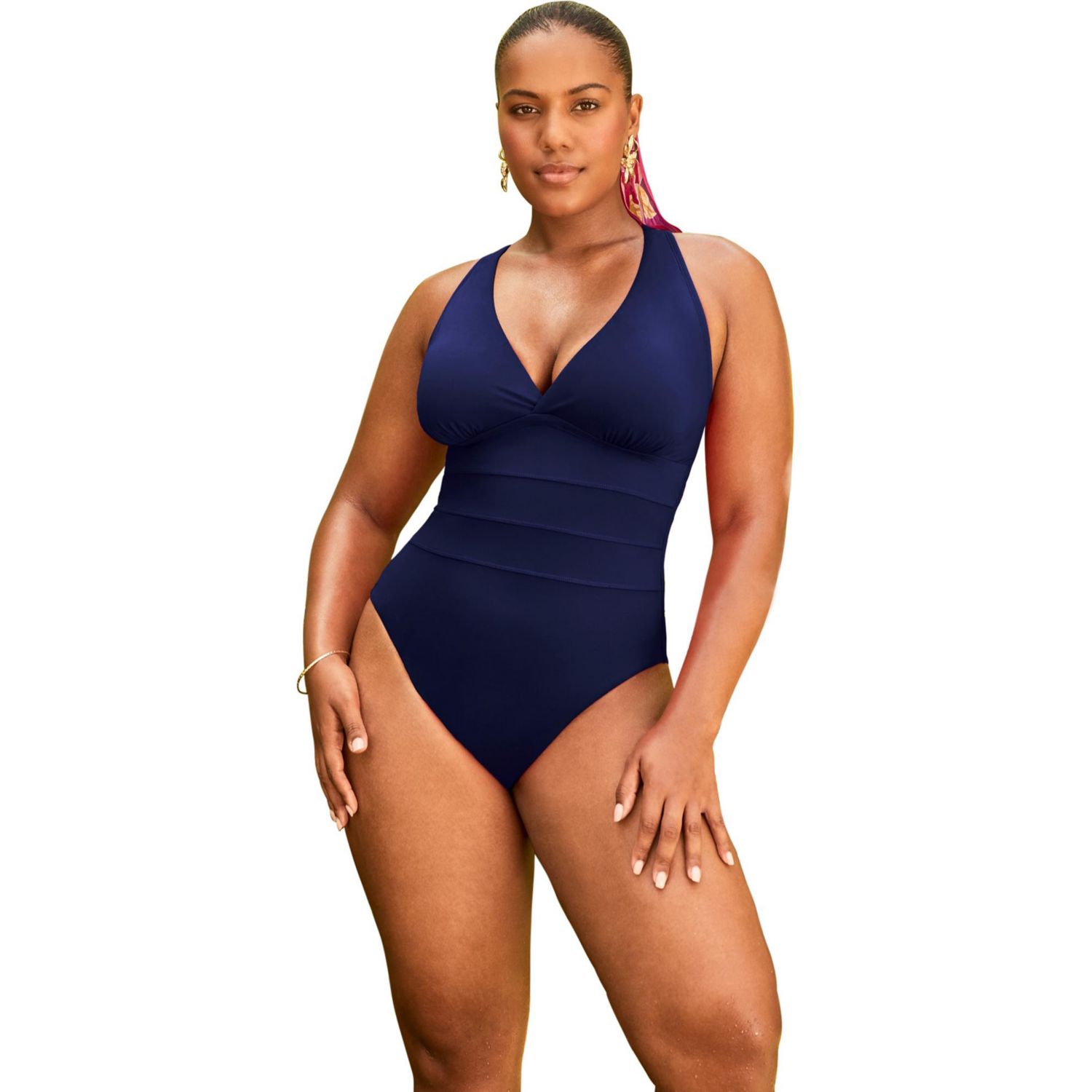 Women's Crossback V-Neck One Piece Swimsuit