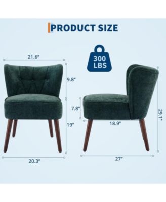 Modern Wingback Living Room Chair,Armless Lounge Chair with Wood Legs Upholstered Makeup Vanity Tufted Side Chair Fabric Comfy with Decor Back