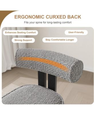 Upholstered Dining Chairs Set of 6,Modern Boucle Dining Room Chairs with Ergonomic Curved Back,Comfortable Kitchen Chairs with Rubber Wood Legs