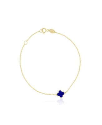 Mini Lapis Single Clover Bracelet 14K Gold