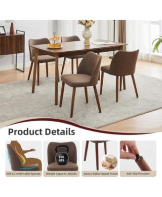 Leather Dining Chairs Set of 2, Upholstered Wingback Chairs with Wood Legs