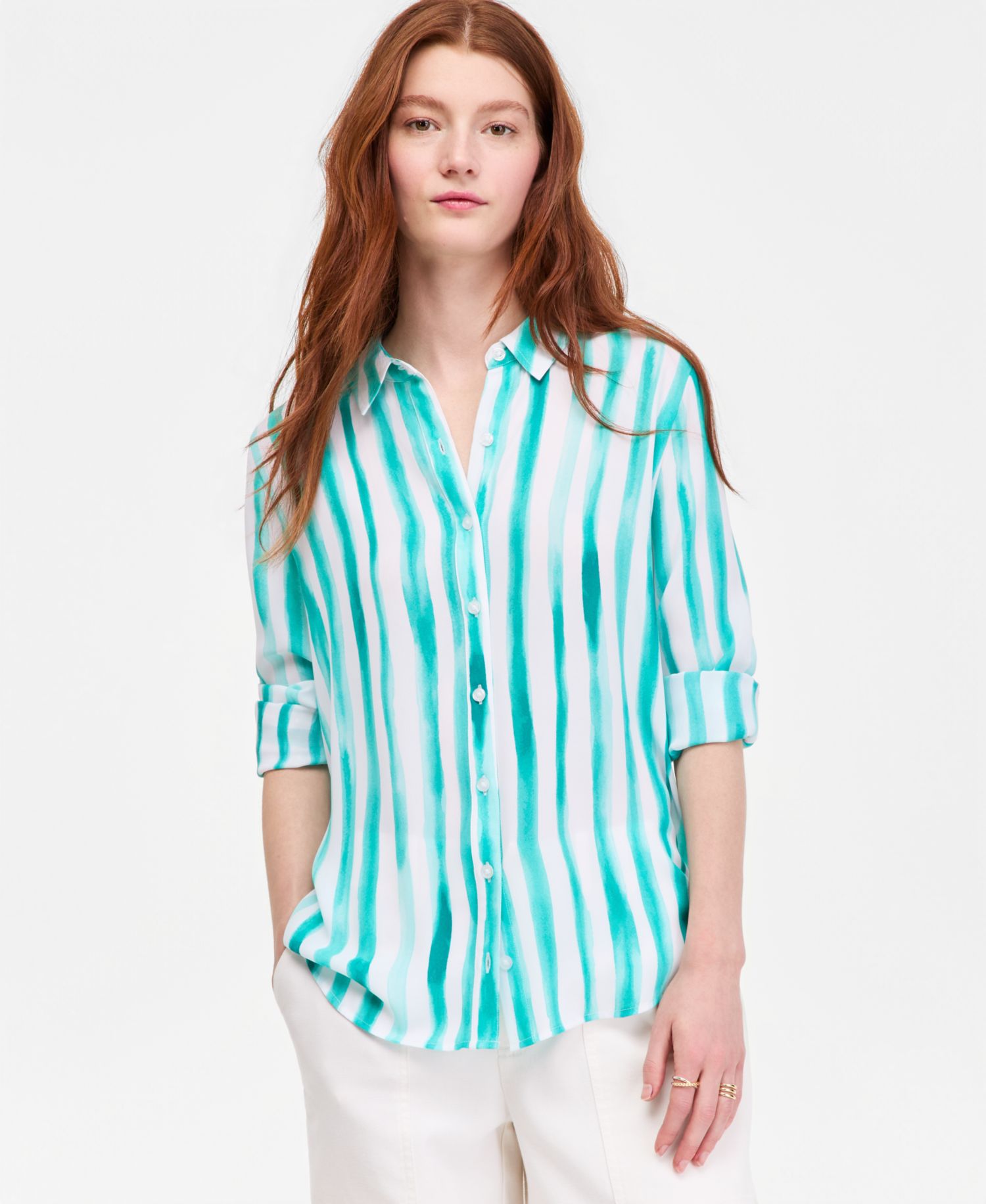 Trendy Plus Size Button-Front Crepe Shirt