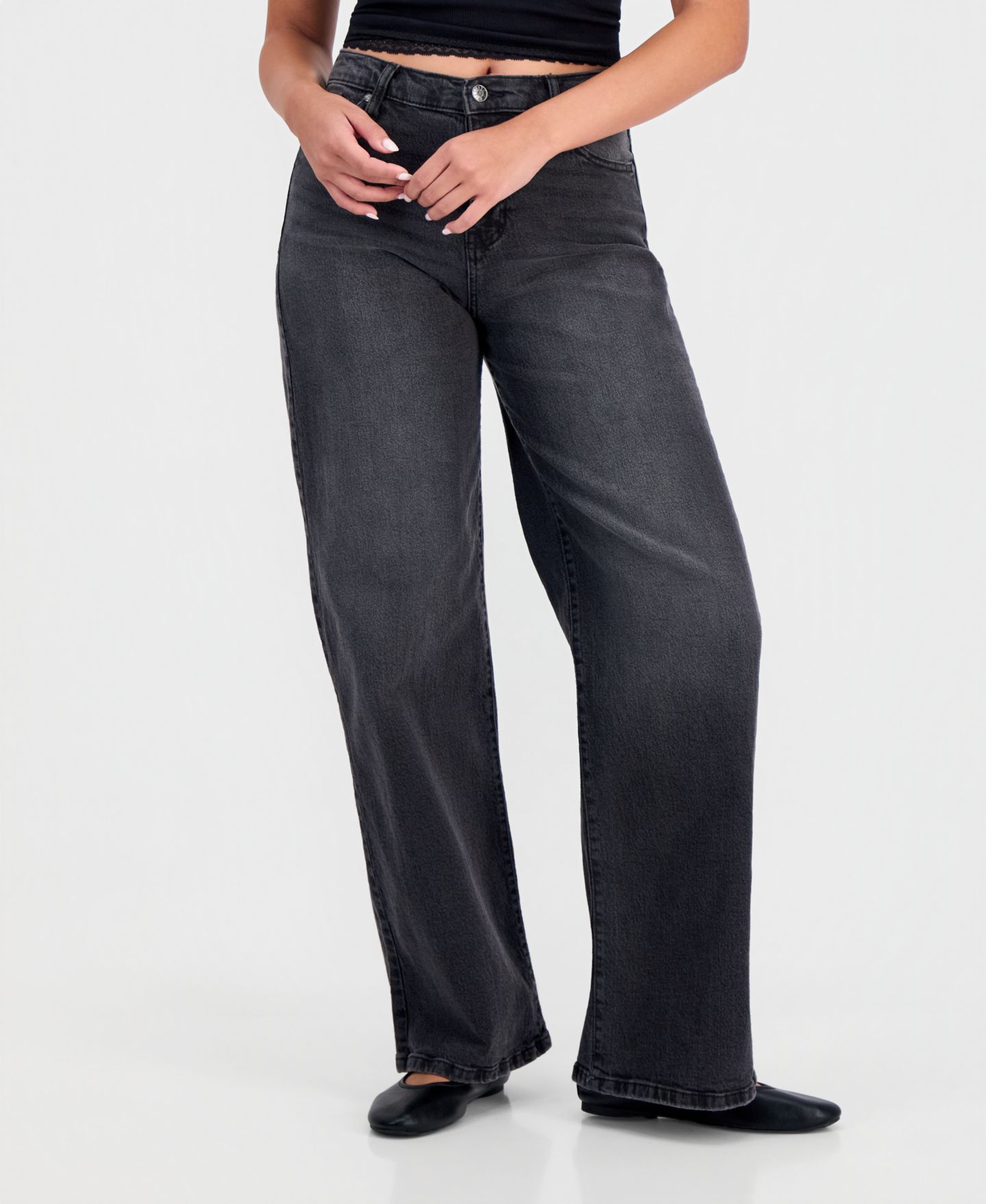 Женские джинсы Celebrity Pink Juniors' Mandy Baggy Elastic-Back Wide-Leg, цвет: Bancarella — фото 7
