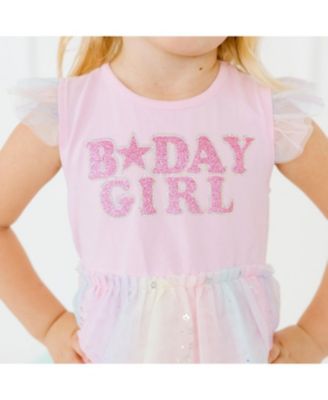 Little Girls Birthday Fairy Dust Short Sleeve Tutu Dress