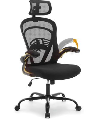 Ergonomic Office Chair,Computer Desk Chair Comfy with Flip-Up Armrests,High Back Mesh Desk Chair with Wheels,Comfortable Armchair for Home