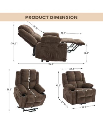 Oversized Power Lift Recliner Chair for Elderly,Adjustable Lay Flat Lift Chair Electric Recliner Chairs with Massage and Heat,for Living Room