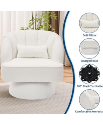 Modern 360° Swivel Barrel Accent Chair, Teddy Fabric