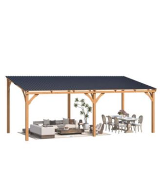  Outdoor Wooden Gazebo, Patio Lean to Hardtop Pergolas and Gazebos