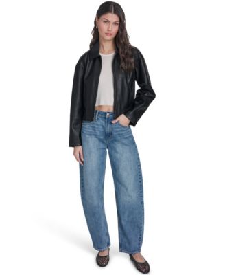 Women's Faux Leather Bomber Jacket