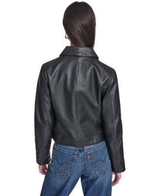 Women's Real Leather Laydown Collar Jacket