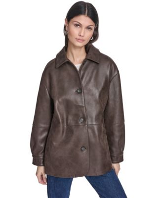 Women's Relaxed-Fit Faux Leather Jacket