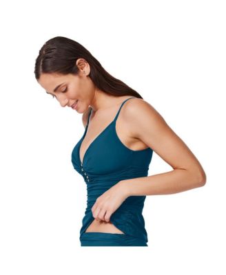 Women's Tutti Frutti Fashion V-Neck Gold Beaded Tankini Top