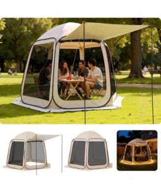 10 x 9.2 Ft Pop-Up Screen House Tent with Awning for 4-8 People