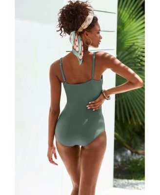 Women's Printed Tummy Control One Piece Swimsuit Bra Sizing