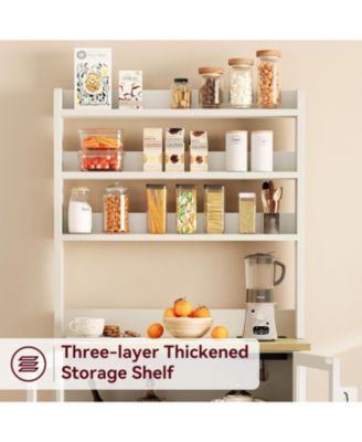 6 Tier Kitchen Bakers Rack With Power Outlet Microwave Stand Bakers Rack With Storage Cabinet Farmhouse Small Kitchen Pantry Hutch