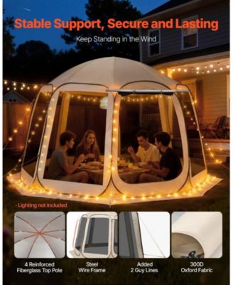 12 x 11 Ft Pop-Up Screen House Tent for 10-12 People with Awning