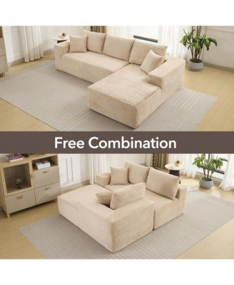 108" Sectional Couches for Living Room, L-Shaped Plush Corduroy Fabric Upholstered Modular Sectional Couches