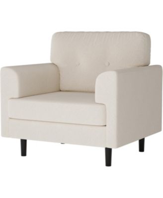 Single Sofa Armchair,38" Linen Upholstered Armrest Accent Chair with High-Density Foam and Fixed Armrests,Comfy Reading Chair for Living Room