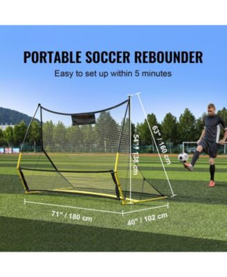 71 x 40 Inch 2-in-1 Soccer Rebounder Net with Carry Bag