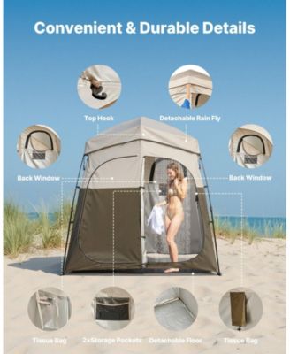 2-Room Portable Camping Shower Tent with Carry Bag