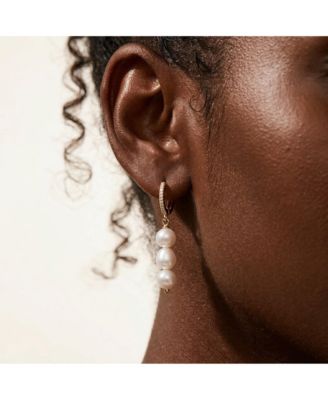 18K Gold Plated Brass with Freshwater Pearl - Maja Earrings For Women