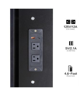 37" Makeup Vanity Set with Touch Control LED Sliding Mirror, Cushioned Stool, Makeup Desk with USB Charge and Hair Dryer Stand for Bedroom