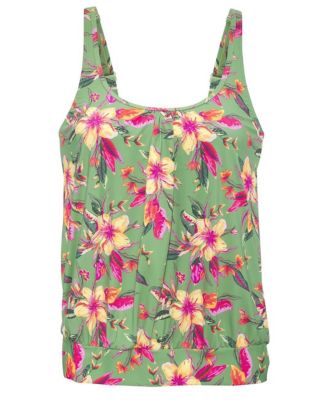 Women's Tropical Print Oversized Tankini Swimsuit Top