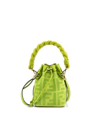 Mini Woven Handle Mon Tresor Bucket Bag Zucca Embroidered Canvas