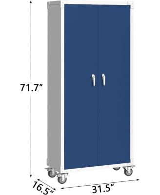 71" Steel Storage Cabinet with Locking Doors, 4 Adjustable Shelves, Heavy Duty Metal, Rustproof Tall Cabinet for Garage, Office & Pantry