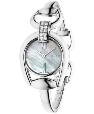 Gucci horsebit diamond accent bracelet watch GUCCI Signoria Diamond Horsebit Bracelet Mother of Pearl  main image 4