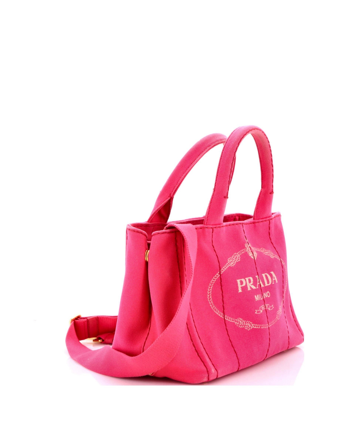 Pre-Owned Prada Small Canapa Convertible Shopping Tote Canvas