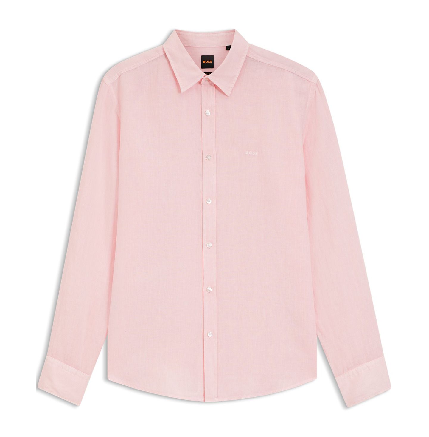 Мужская рубашка Hugo Boss Linen Regular-Fit Dress Shirt, цвет: Розовый — фото 5