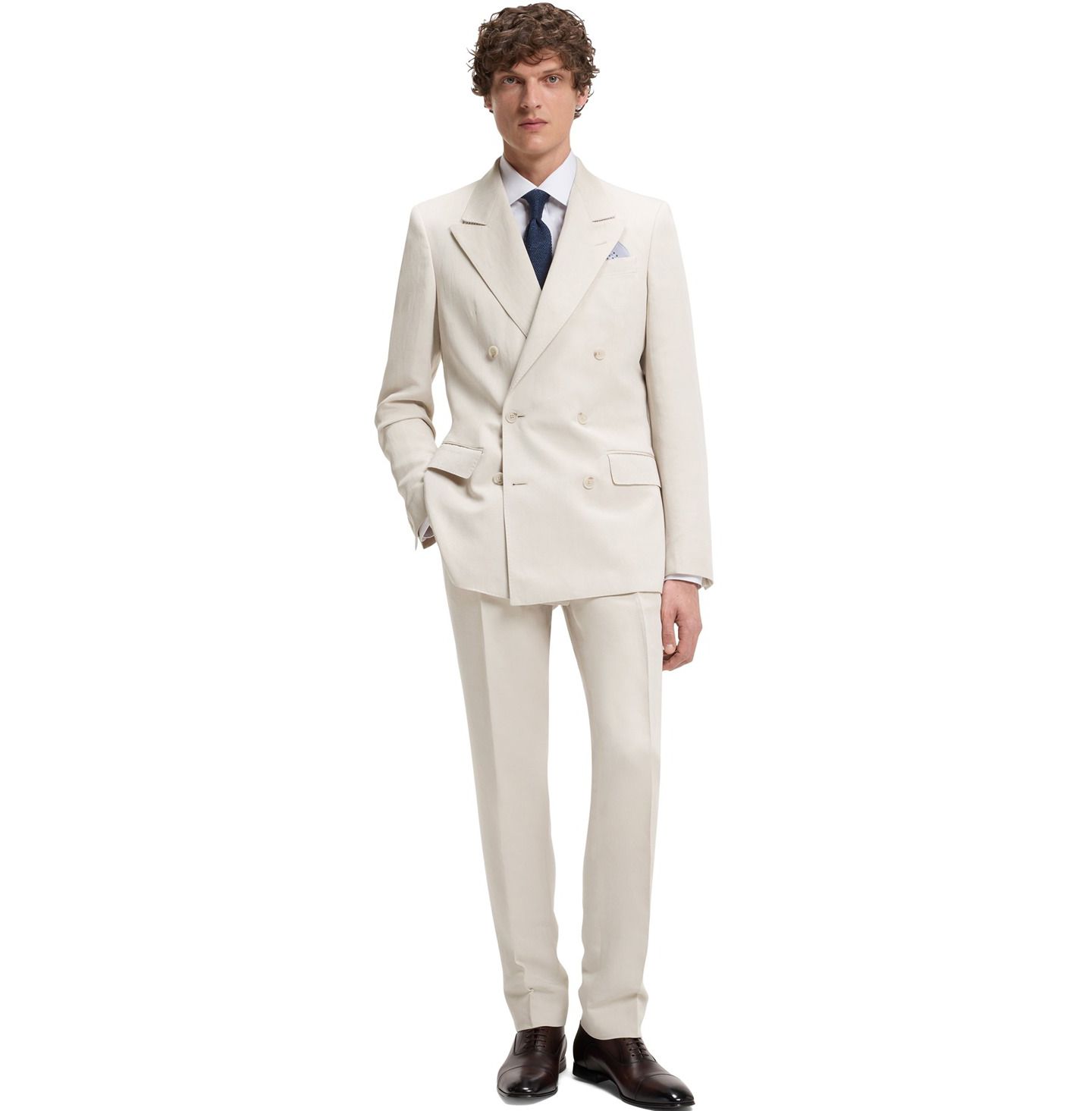 Мужские брюки Hugo Boss Beckham x BOSS Micro Pattern Slim-Fit, цвет: Серый — фото 3