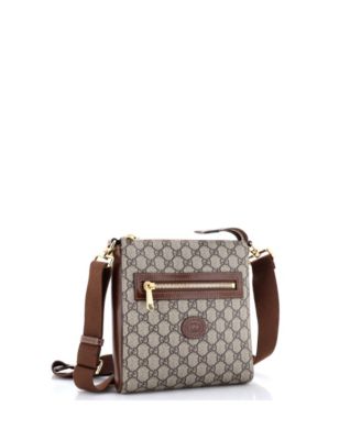 Small Interlocking G Patch Zip Messenger Bag GG Coated Canvas