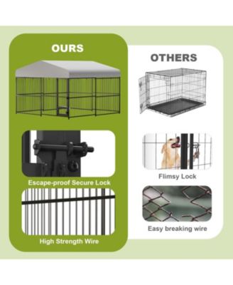 10x10x6 ft Outdoor Dog Kennel for Large Dogs, Lockable Dog Enclosure with UV-Resistant Waterproof Roof