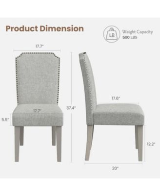 Upholstered Dining Chair Set,Solid Wood Chairs with Solid Wood Legs,Padded High Back Dining Chair with Nailhead Trim,Fabric Side chair