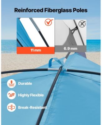 6-Person Beach Tent Sun Shelter with UPF 50+ Protection and Sand Pockets