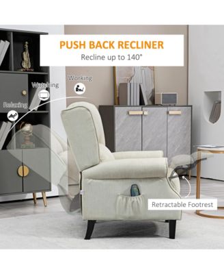 Vibration Massage Recliner Chair with Heat Linen Fabric Push Back Living Room Sofa