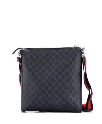 Medium Web Strap Front Zip Messenger Bag GG Coated Canvas