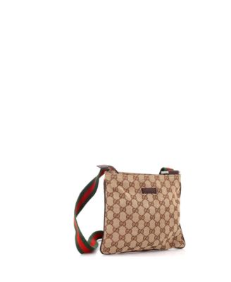 Small Web Strap Zip Messenger Bag GG Canvas