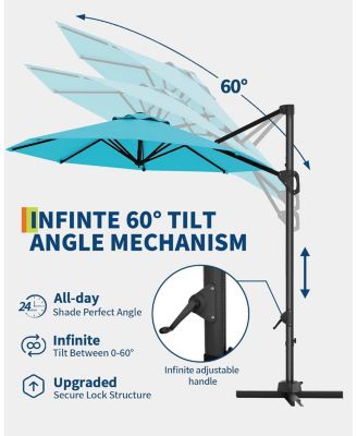 10 ft Cantilever Patio Umbrella with Base, 360 Rotation, Offset Market Sunshade, Outdoor Deck & Garden